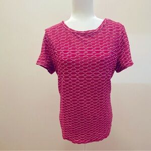 EAST 5th Pink & white shirt-sleeved stretchy top, Size: Large